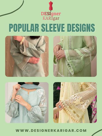 A collage of popular sleeve designs, including bell sleeves and bishop sleeves, which can add a touch of drama and style to any kurti or blouse.