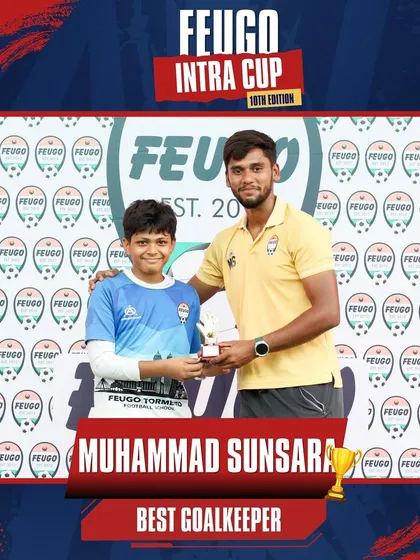 Muhammad Sunsara, who earned the Best Goalkeeper award for his outstanding saves in the U-13 category.