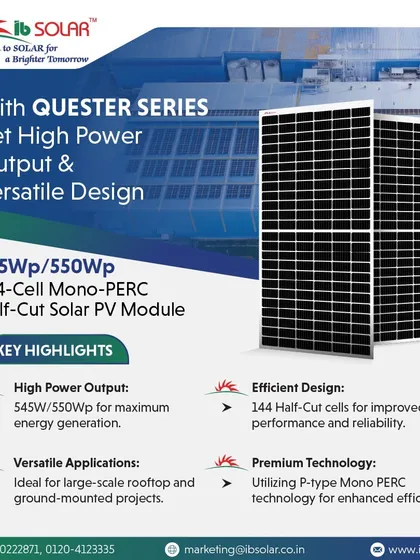 The Quester Series offers a versatile design with high power output. These 545Wp/550Wp Mono-PERC half-cut modules are ideal for both large-scale rooftop and ground-mounted projects, delivering maximum energy generation through premium P-type technology.