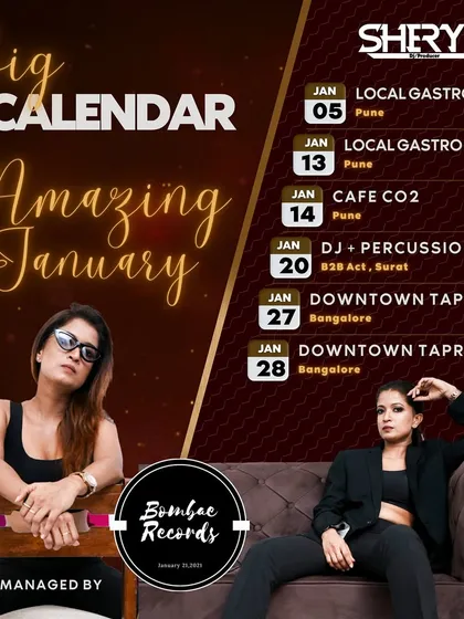 A look back at my 'Amazing January' gig calendar. This shows my consistent work schedule and my presence in multiple cities and venues.