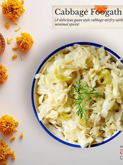 Cabbage Foogath, a simple and delicious Goan-style cabbage stir-fry. It's a light and healthy option on our diverse festive menu.