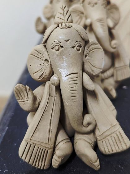 This little Ganesha is another one of my handmade creations for the festival. Each one has its own personality, reflecting the spontaneous nature of working with clay.