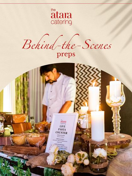 A beautifully decorated live pasta counter, illuminated by candlelight. This image shows our commitment to creating an ambient and sophisticated setup for any occasion.
