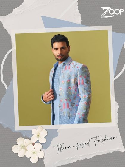 This flora-fused Jodhpuri set from the Vanderphool collection is crafted for the modern man who carries the calm of nature and the strength of tradition into every moment.