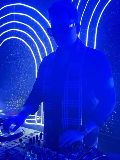 A cool blue-lit shot from the same event. The lighting can completely change the mood of the room.