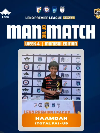 Man of the Match. Haamdan from our U9 team made a remarkable impact in the Leno Premier League.