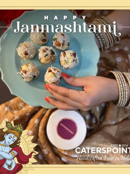 Our special Coconut Laddoos for Janmashtami. These are handmade with fresh coconut and nuts, making them a perfect, healthy sweet for Krishna's bhog.
