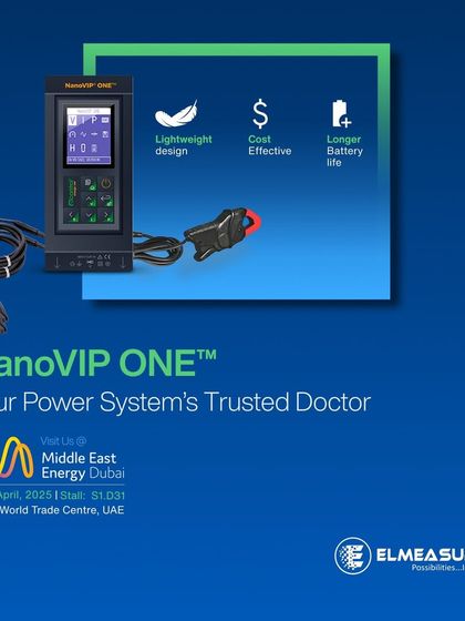 Advertised for the Middle East Energy Dubai event, this graphic brands the NanoVIP ONE as your power system's trusted doctor. It's a diagnostic tool for maintenance engineers to proactively identify and resolve issues like harmonics.