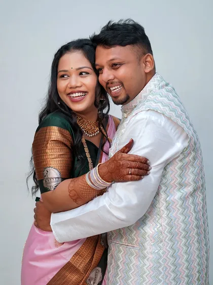 A burst of joyful, natural laughter from the couple during their engagement photoshoot. We love capturing these authentic moments.