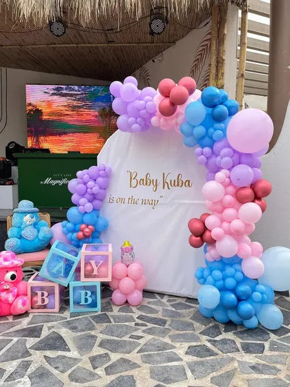 Another view of the "Baby Kuba" setup, showing the cute monster and bear props.