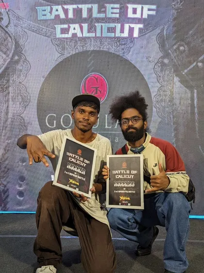 Runner-up with my brother Afraw in the 2 vs 2 open style category at Battle of Calicut. Teamwork makes the dream work.
