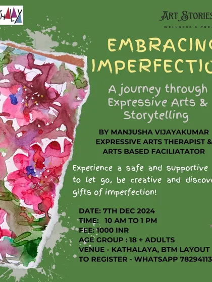 Join us to discover the gifts of imperfection. This expressive arts workshop is a safe space to get creative, let go, and foster a kinder relationship with yourself.