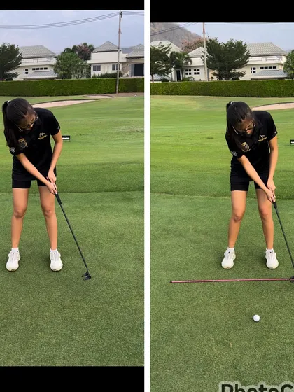 A before-and-after look at the putting stroke. The "after" image shows a more stable and connected movement.