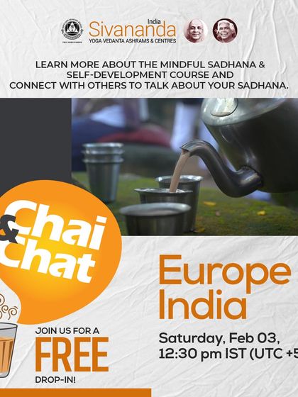 Another invitation to our popular "Chai & Chat" drop-in. Grab a cup of tea and join our global community for a conversation about adapting your home practice and staying inspired on the yogic path.