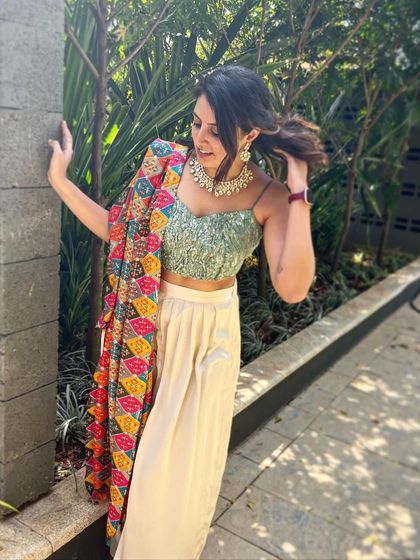 A playful shot in a beautiful indo-western outfit. My personal style is a mix of modern and traditional, just like my choreography.