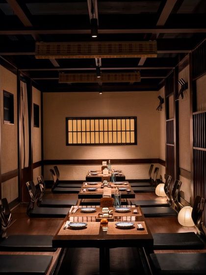 Our traditional Koagari seating, set and ready to welcome you. This style of dining is an integral part of the authentic Japanese experience we offer.