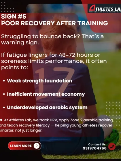 Sign #5 that a young athlete needs a structured plan: Poor recovery. If fatigue lingers for 48-72 hours, it often points to a weak strength foundation or an underdeveloped aerobic system. We teach young athletes to recover smarter, not just longer.