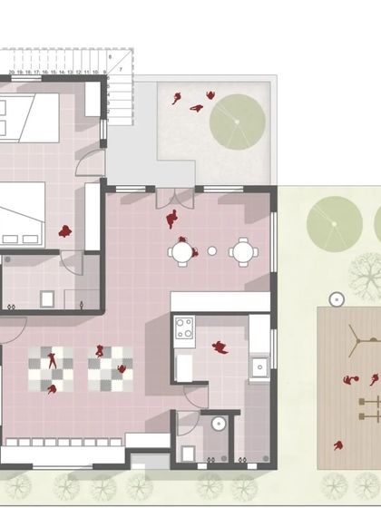 This is the floor plan that brought the Anganwadi school to life. I segregated the layout into distinct zones for learning, eating, and sleeping to optimize the use of space. The plan also includes a separate kitchen, an attached security room for safety, and outdoor play areas like a sandpit, all designed to create a holistic and secure environment.