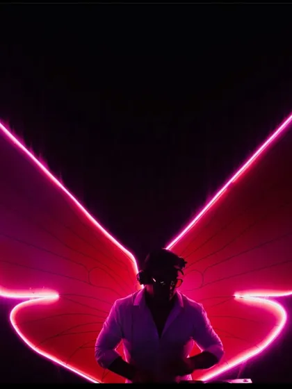 Spreading my musical wings. This shot captures the feeling of being in the zone, where the music takes over and creates a larger-than-life experience on the dance floor.