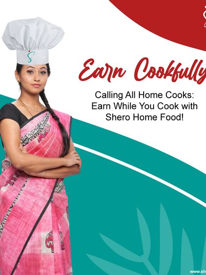 Earn Cookfully. We are calling all home cooks who want to earn while doing what they love. This visual, featuring a woman in a chef's hat, represents the professional identity and earning opportunity we provide to our partners.