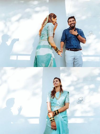 A beautiful series using bright, natural light and shadows. The candid laughter in the top frame contrasts with the serene portrait below, showing how I play with light and emotion in my couple photography.