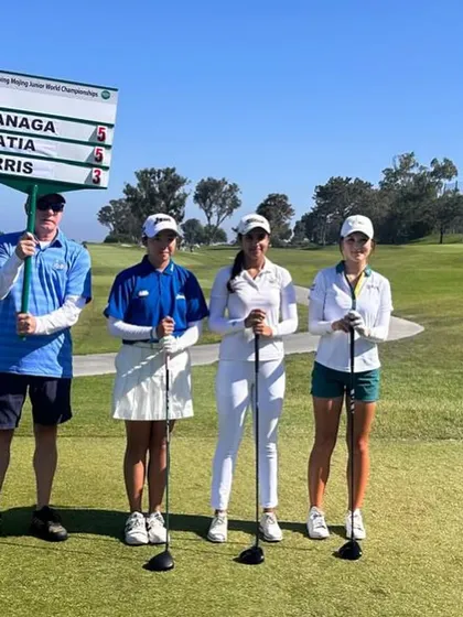 Mahreen Bhatia with her flight at the iconic Torrey Pines South Course during the USwing Mojing Junior World Golf Championships.