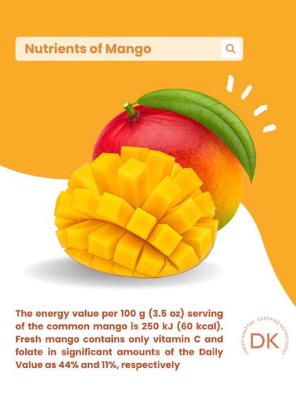 Don't fear the mango. Just 100g of this delicious fruit provides 44% of your daily Vitamin C needs, making it a guilt-free treat.