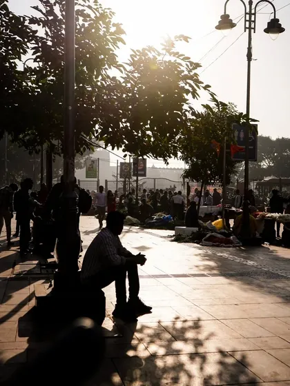A quiet moment on a sun-drenched sidewalk as the city begins its day. Our morning walks allow for moments of quiet observation before the hustle and bustle takes over.