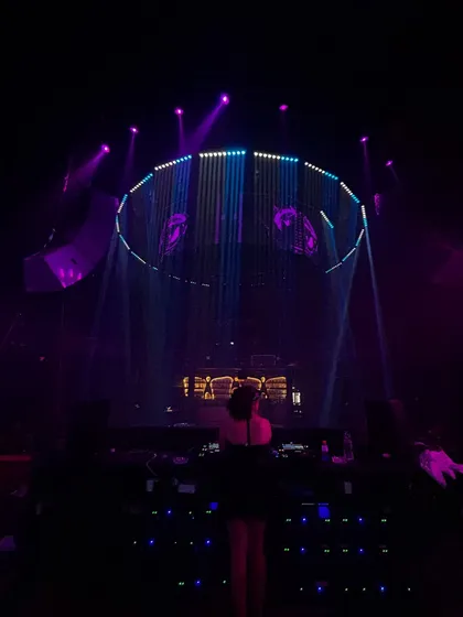 On stage, surrounded by an epic laser and light show. I work with venues to create a complete sensory experience, where the visuals are just as powerful as the music.