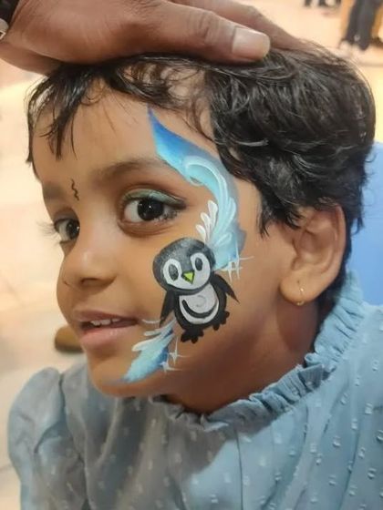 An adorable penguin design with a cool blue icy background, perfect for a winter theme.