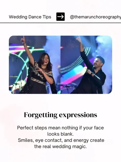 Wedding Dance Tip: Don't forget your expressions. Perfect steps mean nothing with a blank face. Smiles, eye contact, and energy create the real magic.
