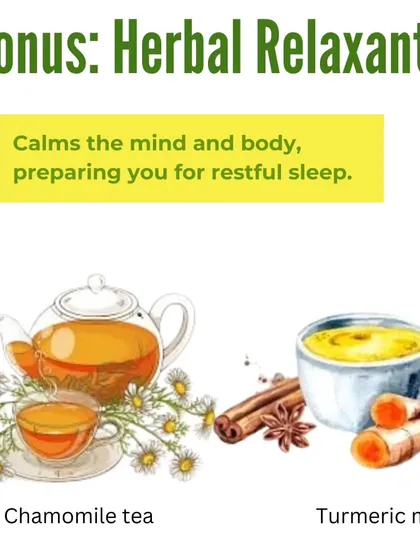 Bonus: Herbal Relaxants. A warm, calming drink before bed can work wonders. Chamomile tea and traditional turmeric milk (haldi doodh) are excellent choices to calm your mind and body for sleep.
