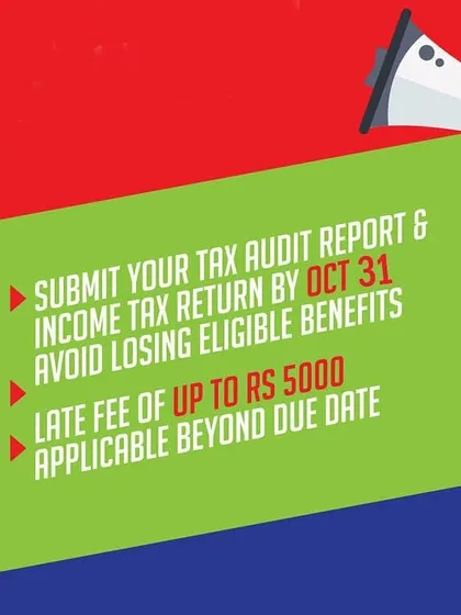 For businesses and professionals whose turnover exceeds the prescribed limits, the tax audit report and income tax return must be filed by October 31. We manage this process to help you avoid late fees and retain eligible tax benefits.