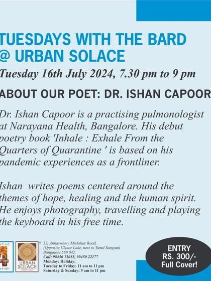 More about our featured poet, Dr. Ishan Capoor, a practicing pulmonologist whose poetry is centered on hope, healing, and the human spirit.