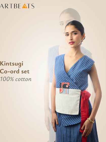 The Kintsugi Co-ord set, made from 100% cotton. This piece is part of a collection as versatile as you, blending traditional inspiration with modern, wearable art.