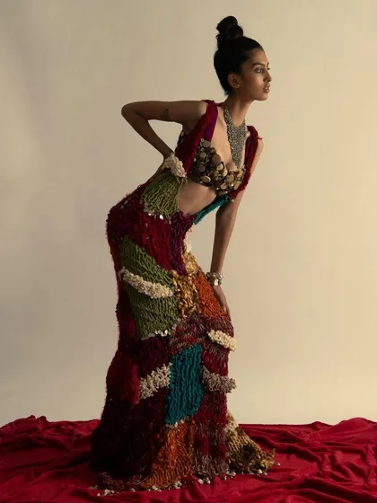This image is from a high-fashion series focused on texture and avant-garde design. It showcases my work with designers to create lookbooks that highlight unique, handcrafted garments in a compelling way.