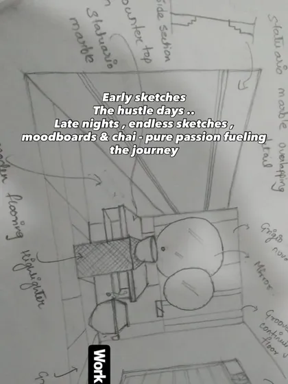It all starts with a sketch. These early drawings are where ideas first take shape, mapping out layouts and concepts. This is the raw, creative beginning of every design story.
