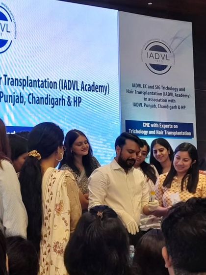 Conducting a hands-on workshop on PRP and GFC for fellow dermatologists at a meeting in Chandigarh.