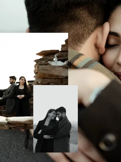 A collage that plays with layers and close-ups to create an intimate feel. The focus on hands, faces, and embraces tells a story of closeness and affection.