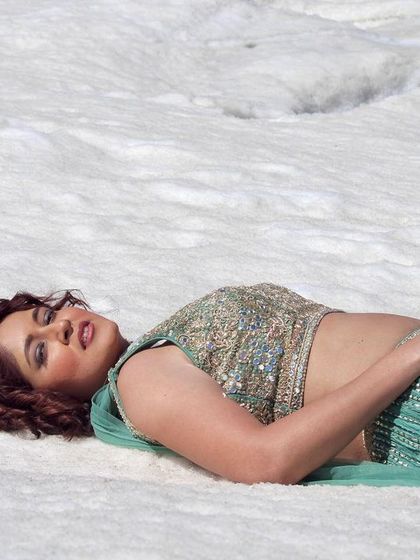 The model looking peaceful and beautiful in our rental lehenga.