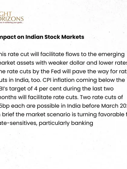 This excerpt analyzes the impact of the US Fed's rate cut on Indian stock markets. We explain that this move will likely facilitate flows to emerging markets and pave the way for rate cuts in India as well.