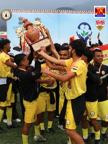 The moment of triumph. The team lifts the Climate Cup trophy high in Ladakh. This is the feeling all the hard work and sacrifice is for.