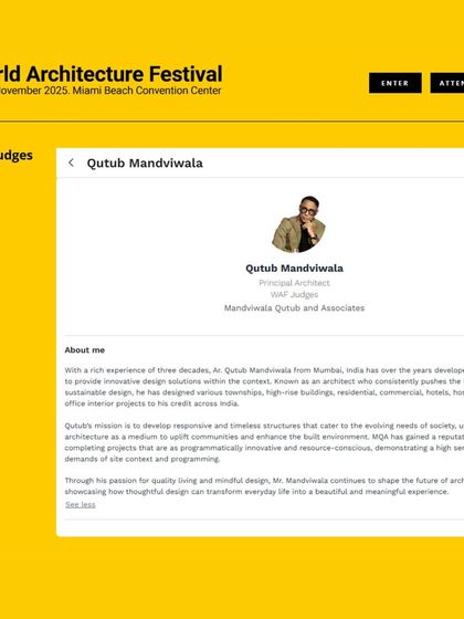 My official profile as a WAF 2025 judge. My mission is to develop responsive and timeless structures that cater to the evolving needs of society.