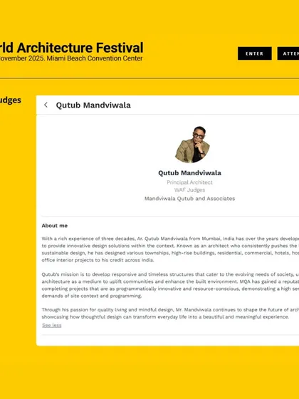 My official profile as a WAF 2025 judge. My mission is to develop responsive and timeless structures that cater to the evolving needs of society.