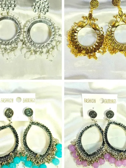We have a wide variety of earring bases in stock, including these beautiful peacock and beaded jhumka designs. These bases are perfect for creating statement ethnic jewelry with a touch of resin.