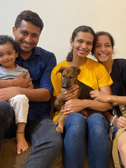 Meet Magic, now named Bombay, with his new family. He even has a human brother to grow up with! Seeing a rescued puppy bring so much joy to a family with a young child is simply beautiful.