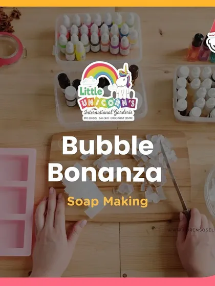 A Bubble Bonanza soap-making workshop at the Christmas festival. Kids love making their own colorful and scented soaps.