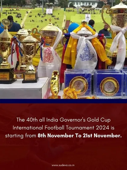 The trophies on display for the 40th All India Governor's Gold Cup in Sikkim. This is the prize we will be fighting for.