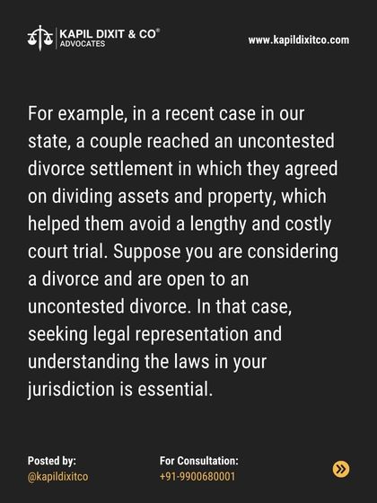 This graphic provides an example of how an uncontested settlement on assets helps couples avoid a lengthy and costly court battle.