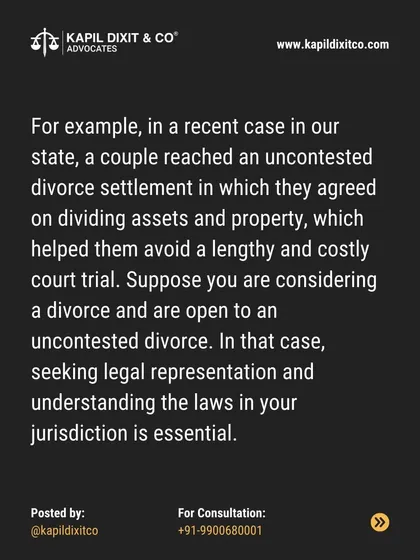 This graphic provides an example of how an uncontested settlement on assets helps couples avoid a lengthy and costly court battle.